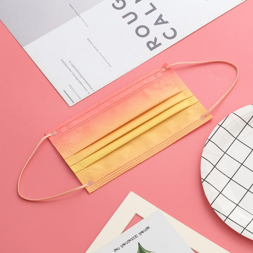 致净彩虹口罩渐变色彩色男女潮款一次性三层时尚网红同款夏季薄款