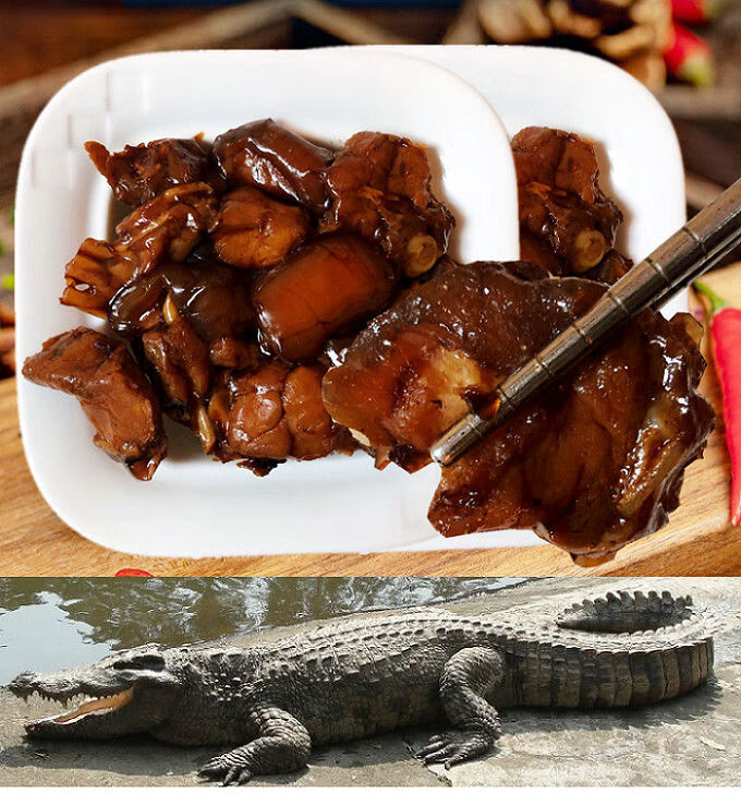 鳄鱼肉零食熟食开袋即食人工养殖肉类办公室小零食酱卤烧烤味1盒烧烤