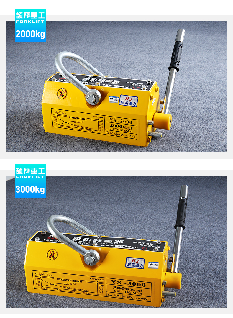 永磁吸盘磁力吊强力电磁铁手动1t2吨3小型吸铁吊具永磁起重器5吨钢板