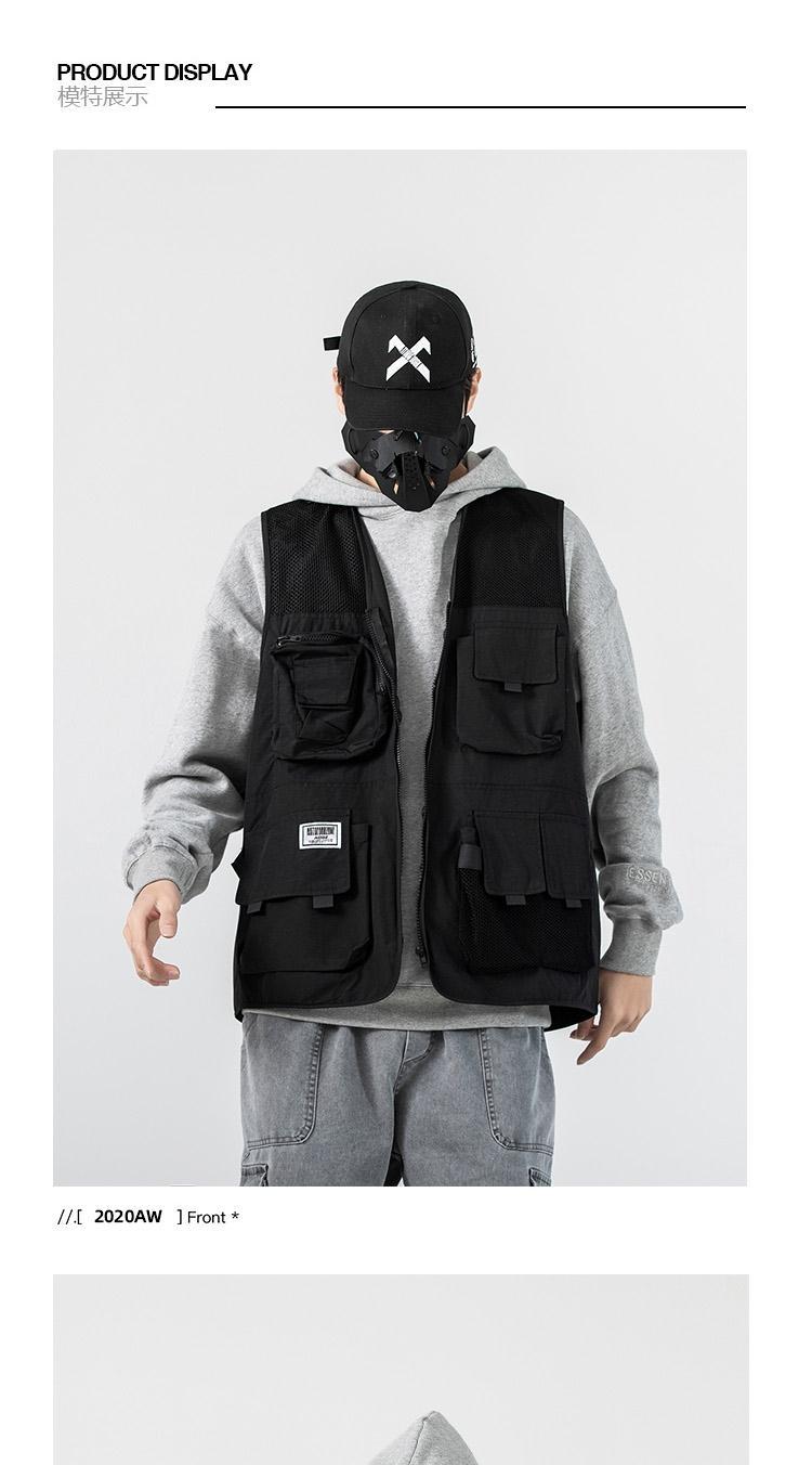 淘兹朗春秋港风机能工装战术马甲男女宽松多口袋潮牌ins潮流背心外套