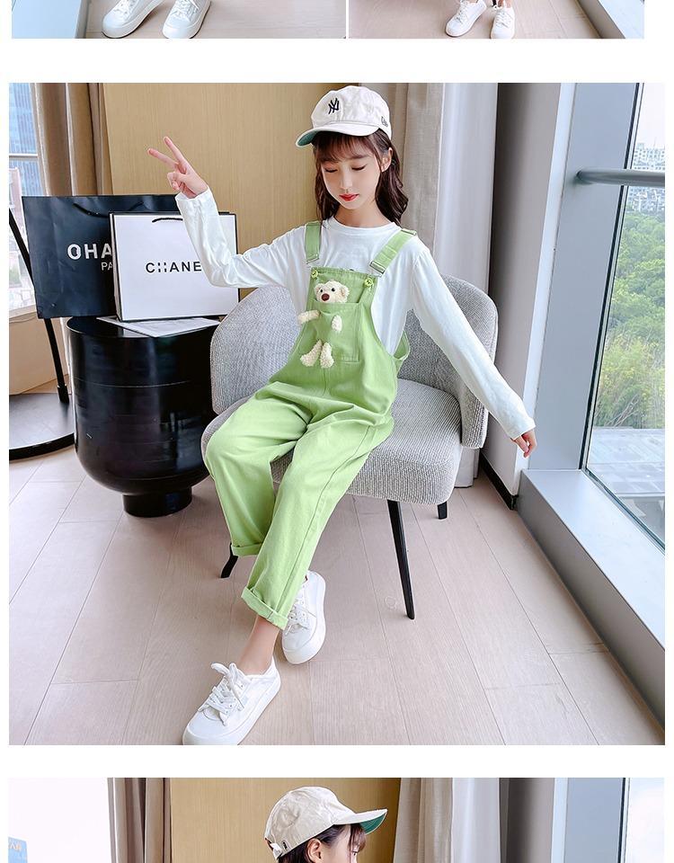 艾诺轮儿童背带裤女童中大童9一12岁小女孩夏装夏天百搭休闲吊带外穿