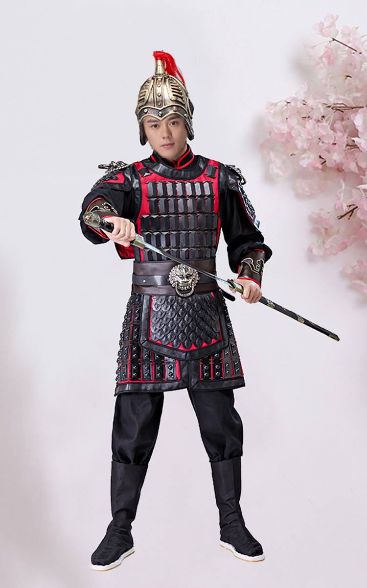 古代将军盔甲战袍古装汉服男长花木兰岳飞赵子龙士兵将士舞台演出戏服