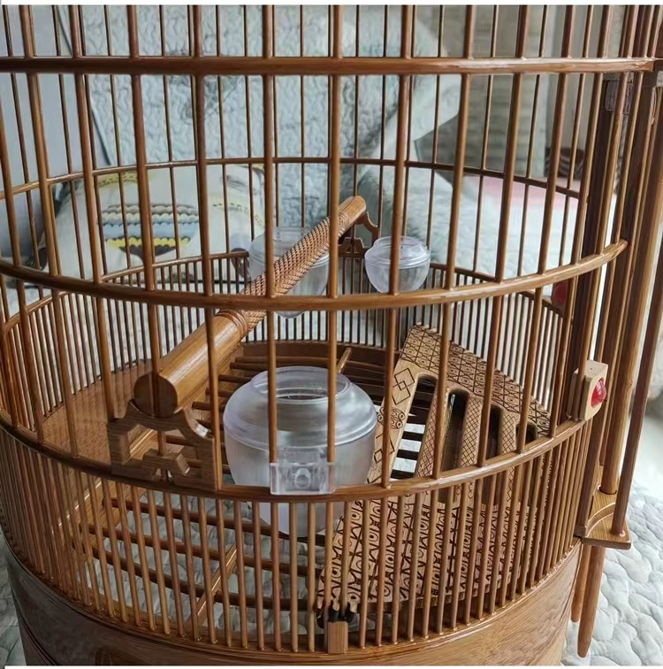 广式画眉鸟笼广式画眉鸟笼贵州凯里老竹配件八哥鹩哥画眉大号豪华鸟笼