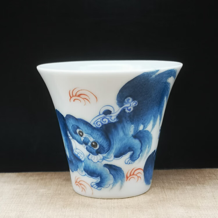 【精选好货】古董收藏摆件 晚清彩绘太师少保马蹄杯玉兰杯古玩古董老