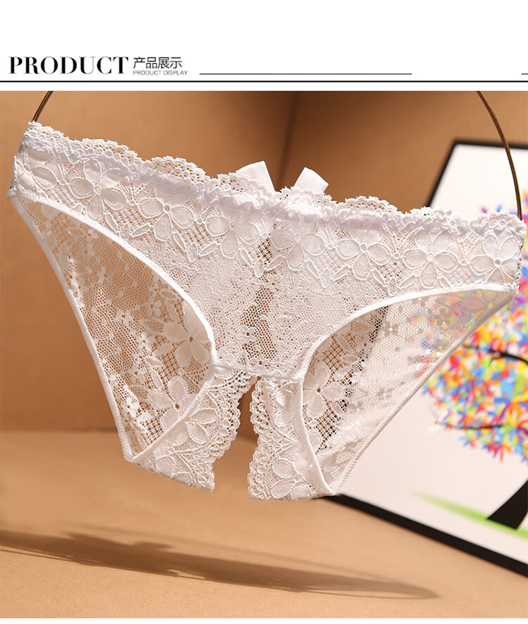 女士开裆开叉内裤 免脱诱惑火辣性感女大码三角裤t裤 白 橙 l码(120