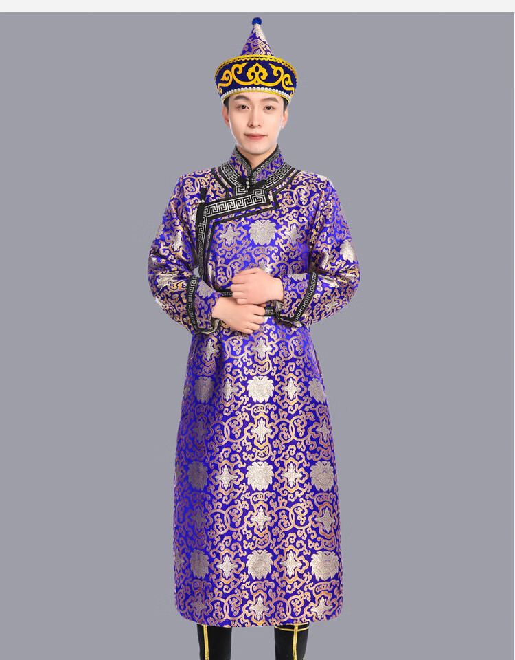 蒙古族服装男新款蒙古服装男士蒙古袍民族风蒙古素时尚蒙古袍生活装