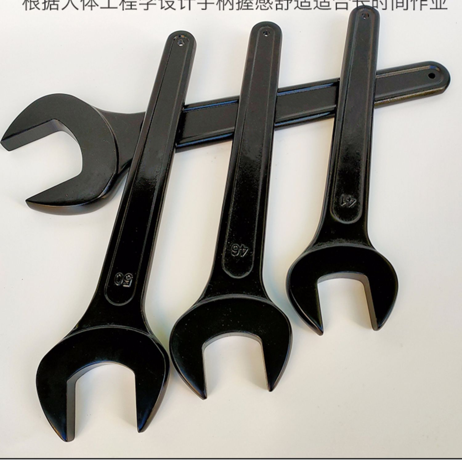 重型单头开口呆扳手黑色死口长手柄叉扳41-46-50-55-60-65mm 30mm单头