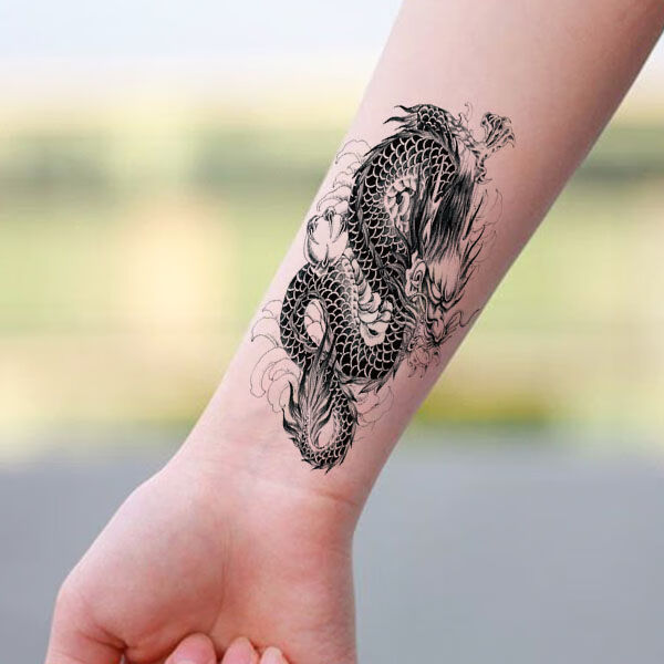 纹身贴花臂苍龙青龙防水纹身贴花臂男女仿真刺青贴龙半臂腿部胸前纹身