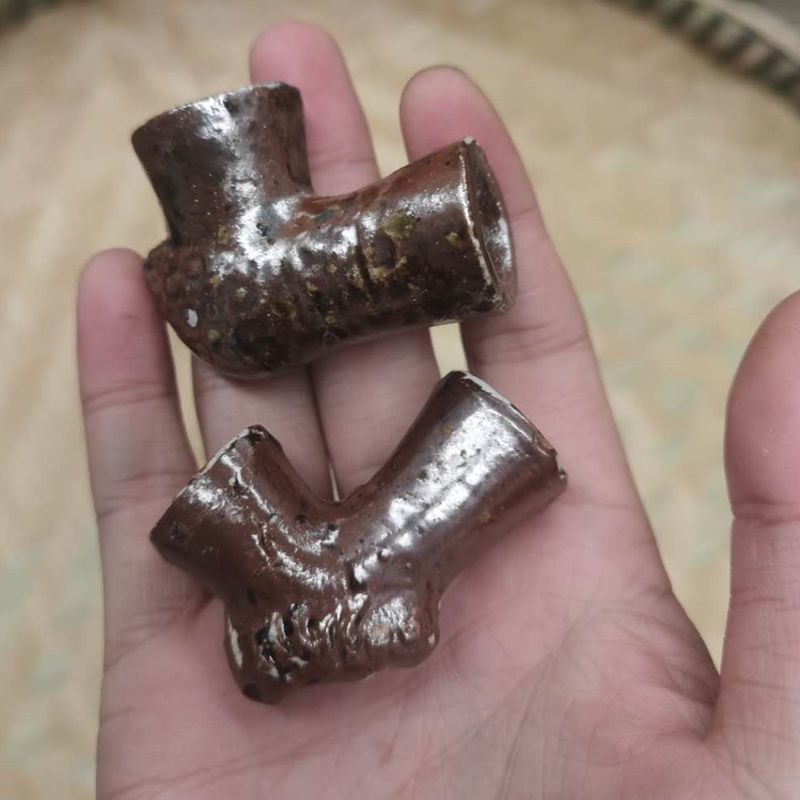 贵州手工泥巴烟斗泥巴斗土烟斗红烧泥巴烟斗 小号外径1.