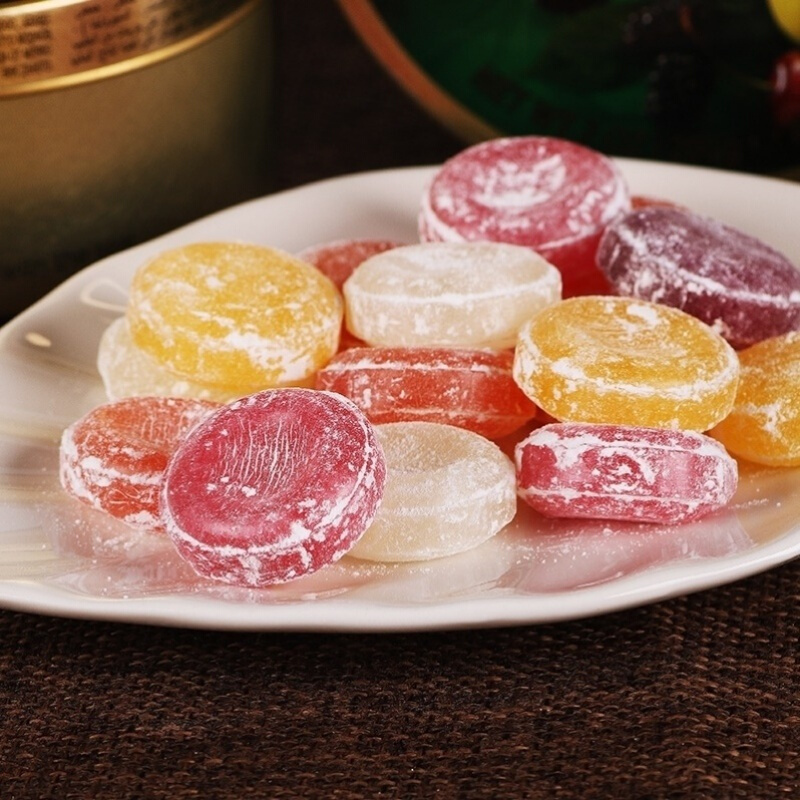tropical fruit drops嘉运嘉云热带杂果味糖德国水果硬糖铁盒装 酸果