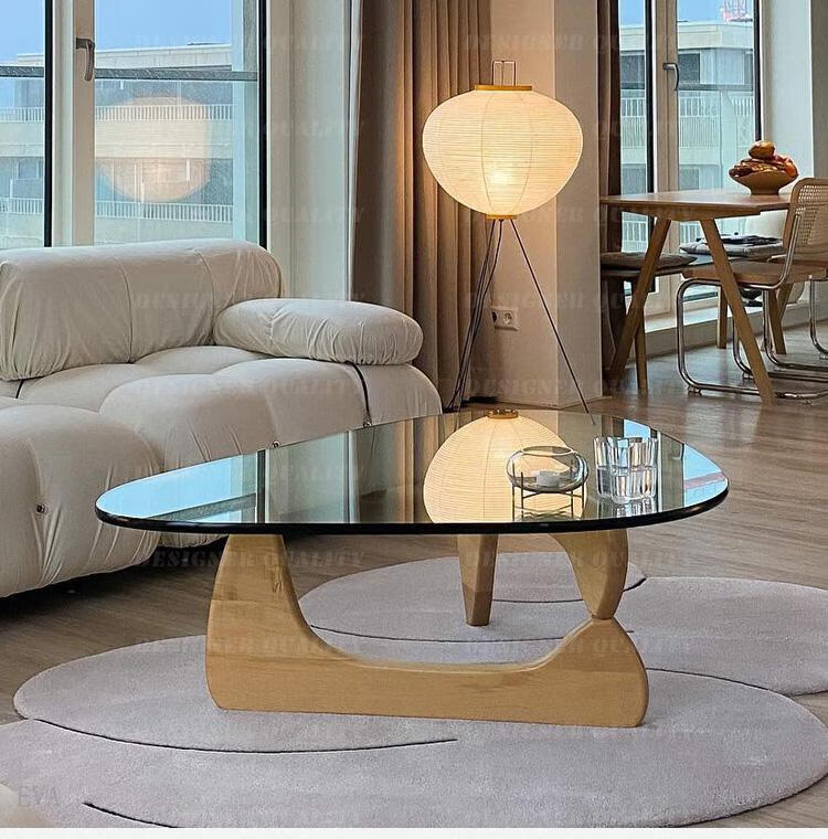 【官方旗舰】2022新款野口勇茶几角钢化玻璃面咖啡桌客厅实木创意艺术