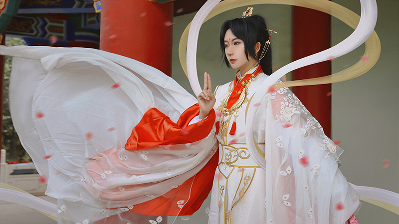 佐倾谢怜cos服天官赐福太子悦神谢怜翎阙孔雀拟人古装汉服衍生改良红