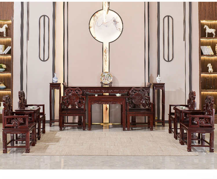 中堂六件套条案供桌农村堂屋家具中式仿古实木菠萝格四八仙桌组合25米