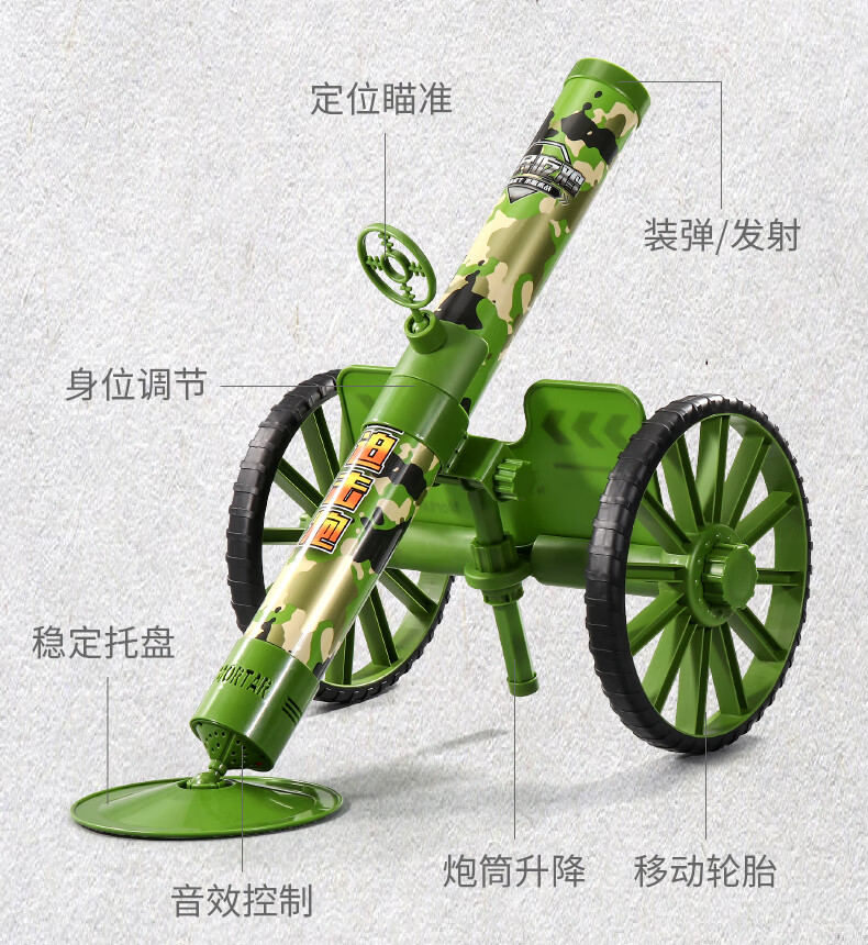 迫击炮儿童玩具 大炮男孩绝地追排拍击导弹发射车火箭高射意大利炮送