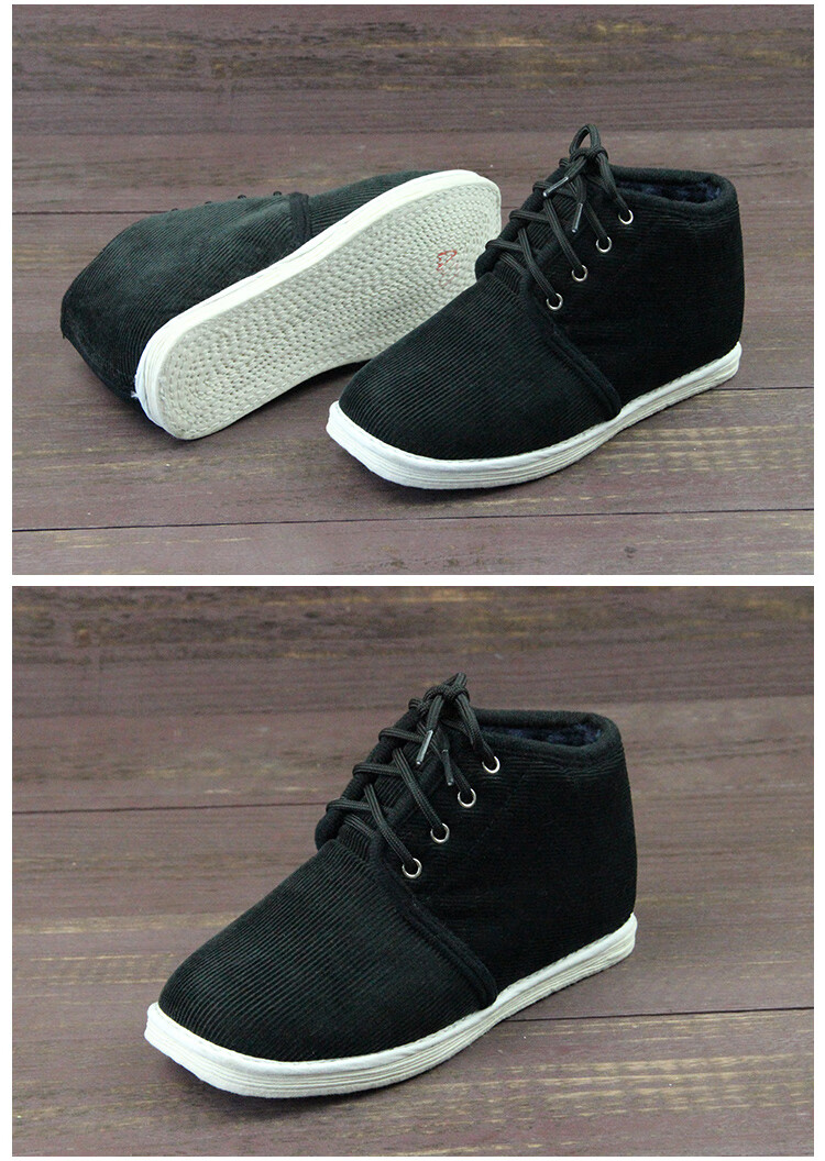 老北京布鞋夏季保暖棉鞋男女系带加绒手工棉鞋黑色中老年棉鞋海绵内胆