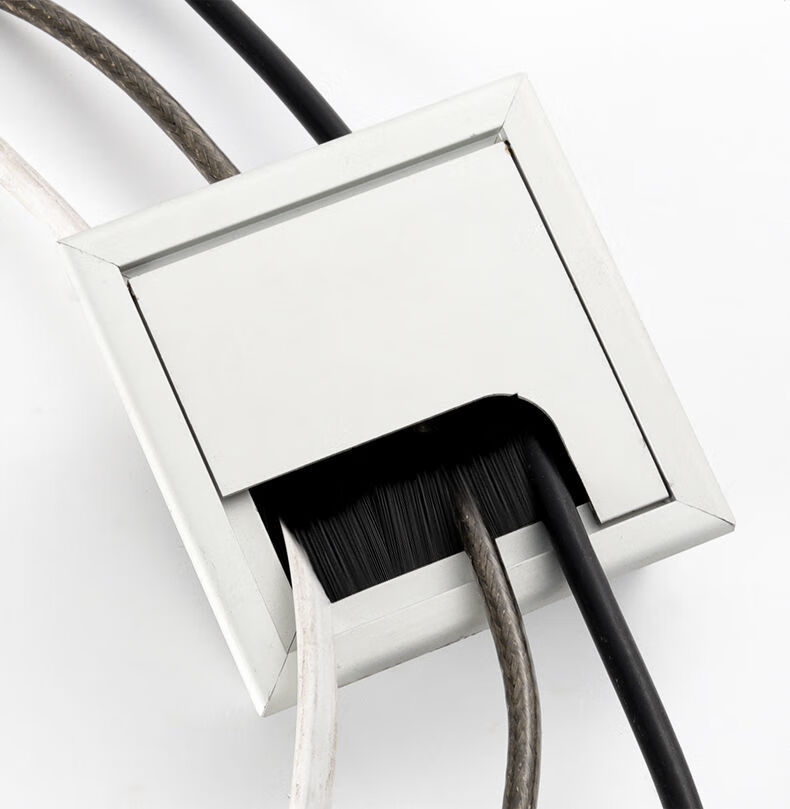 铝合金办公桌桌面穿线盒电脑桌线孔盖桌面线孔毛刷线盒班台过线孔80