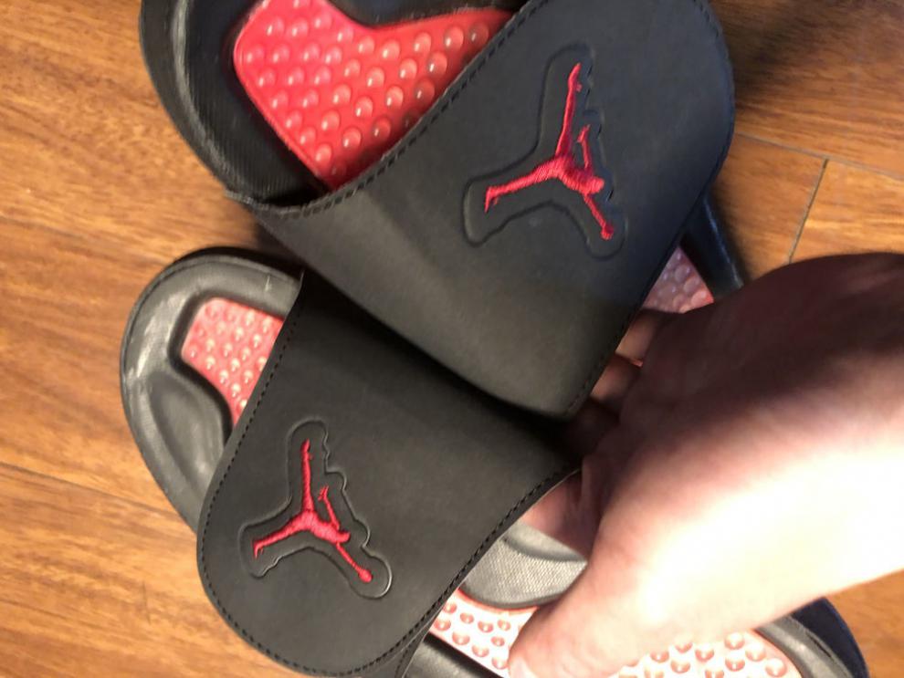 原盒库存aj5按摩底男子运动拖鞋聨名同款 红色黑边 45【图片 价格
