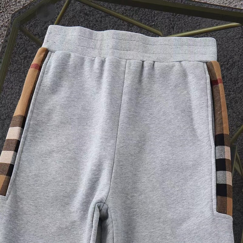 奢侈品巴宝莉bur欧洲站潮牌运动裤秋冬季正确版格纹拼接青年男女同款