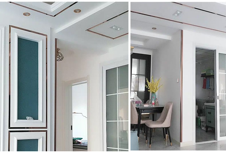 定制铝合金u型槽条金属装饰线条带底座钛金条收边包边条钛合金t型条