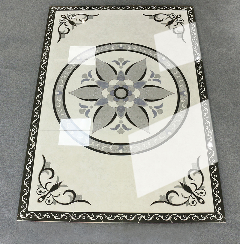 客厅拼花地砖瓷砖图案造型欧式客餐厅酒店大厅入户玄关地板砖带花拼图