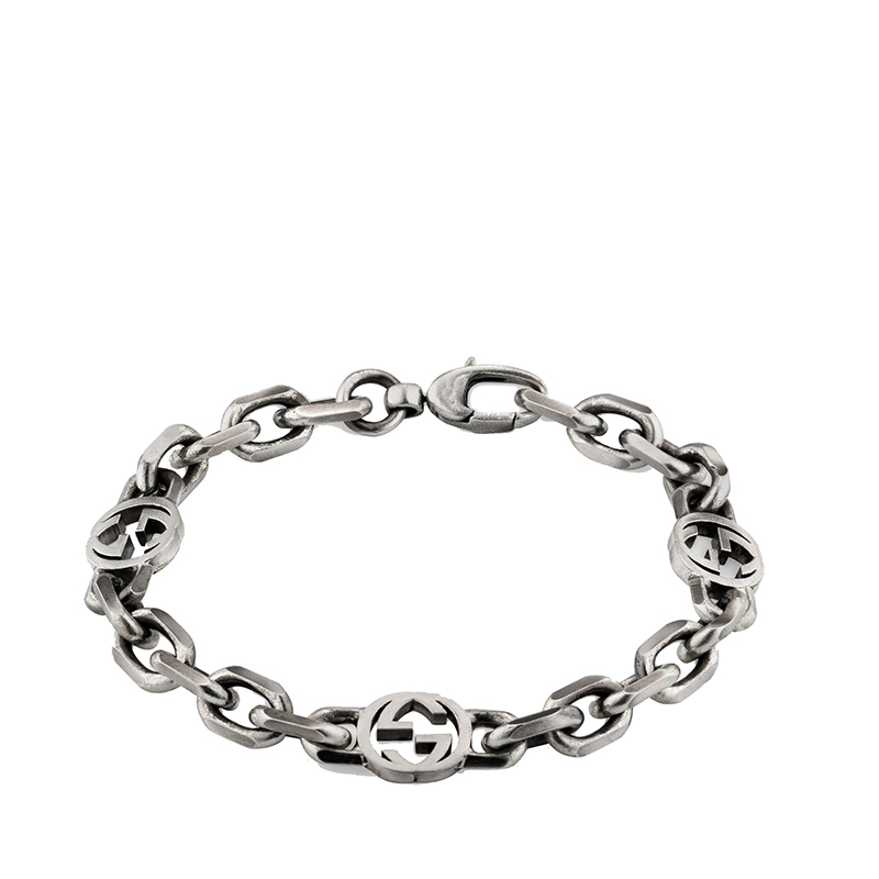 gucci/古驰 21新款 925银镀钯饰面gg图案手链620798j84000811 银色 16