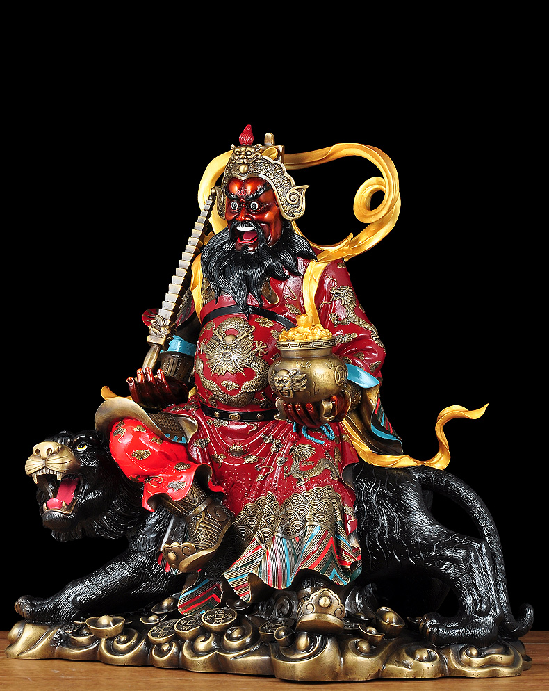 莲善堂特大彩铜赵公明财神骑虎像武财神摆件供奉铜像装饰工艺品开业