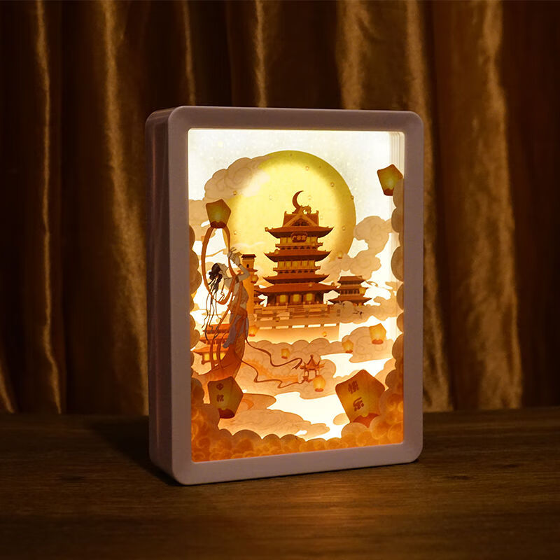 欧普照明品质3d立体光影纸雕灯古风中国风创意剪影纸艺手工小夜灯礼物