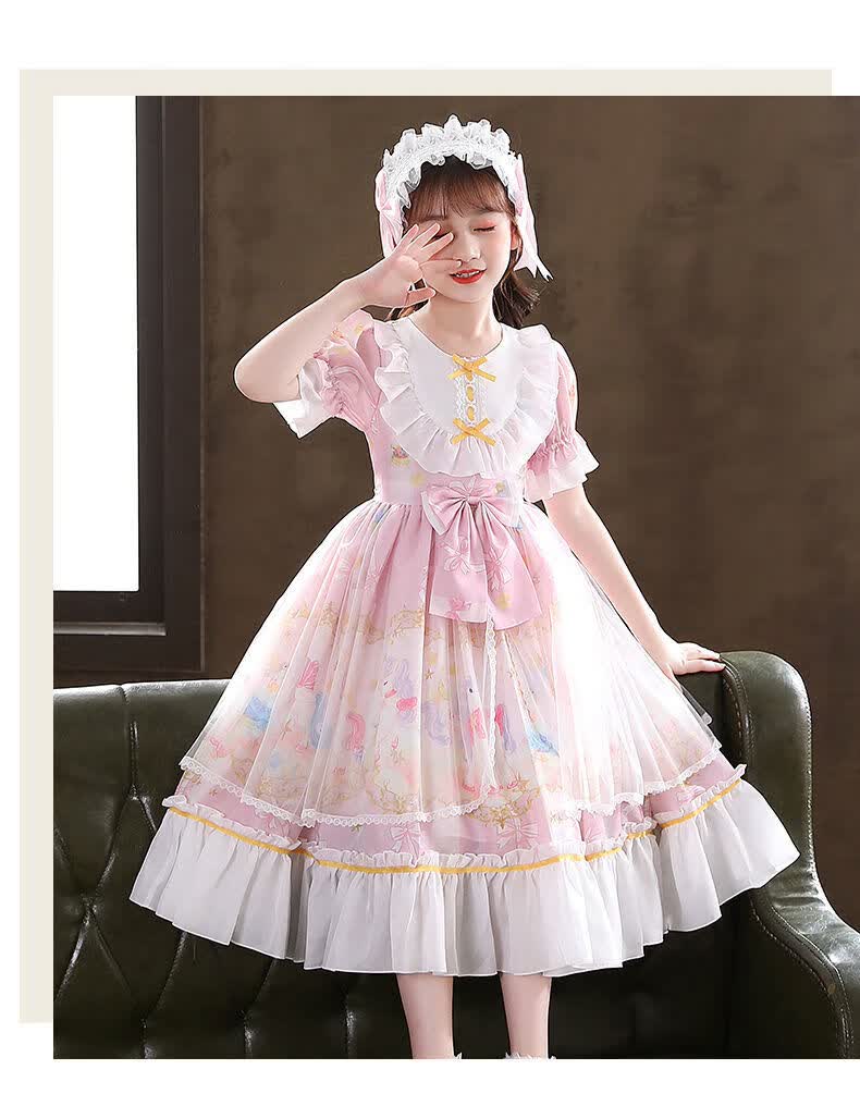 洛丽塔甜美儿童春秋款长袖连衣裙女童萝莉塔公主裙女孩甜美 912岁中大