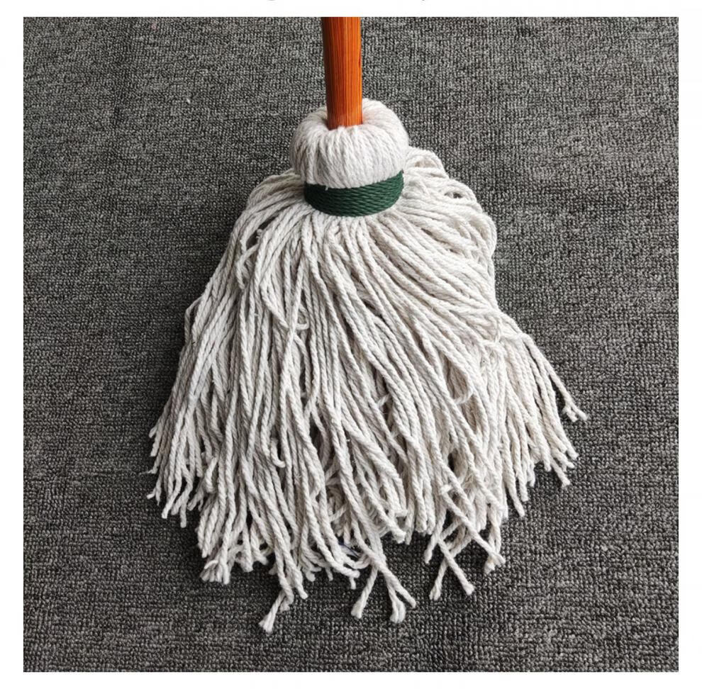 家用棉布白棉线地拖客厅大号墩布农村木杆圆形拖地棉纱白棉线圆拖把