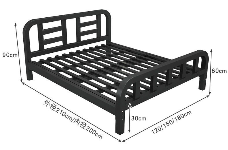 铁艺床18米双人床铁架子床出租房公寓卧室床15米12米单人铁床圆头圆尾