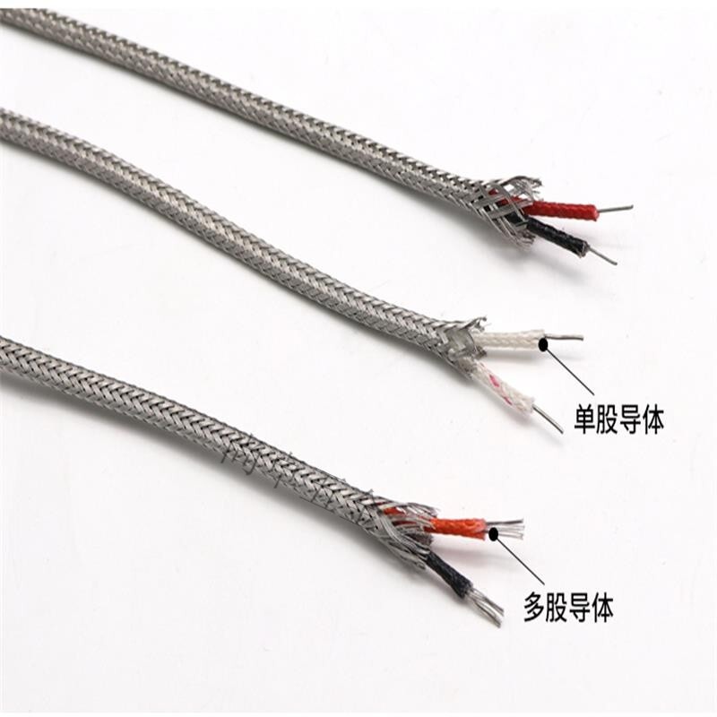 k型热电偶补偿导线j型e型测温金属屏蔽温控线耐高温传感应器 pt100三