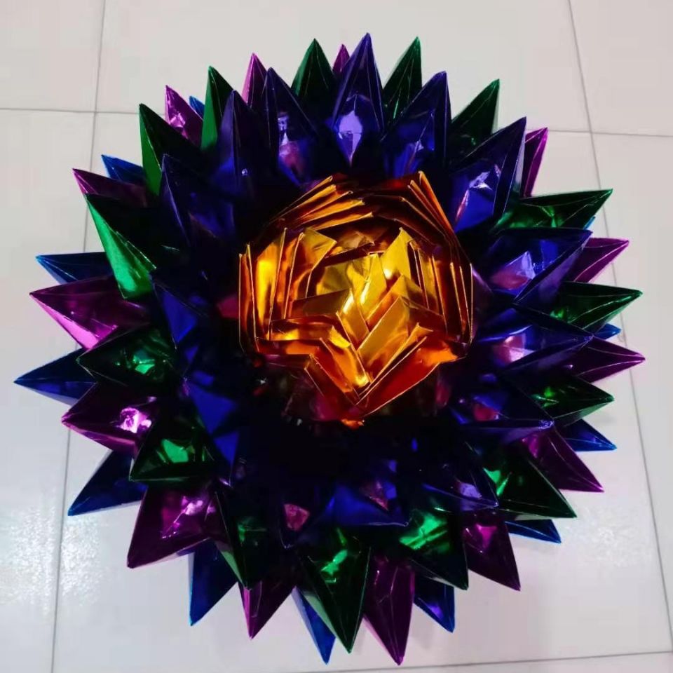 五彩七彩金色银色大张2535叠莲花手工折纸补财聚财转运 银色500张