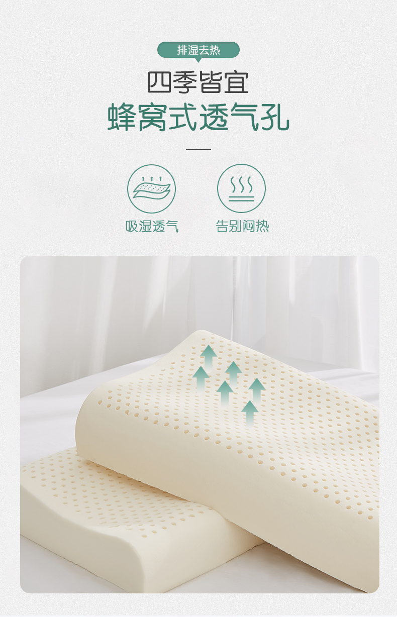 博洋家纺(beyond)枕芯枕头 释压按摩颗粒天然乳胶枕单只装 乳胶曲线