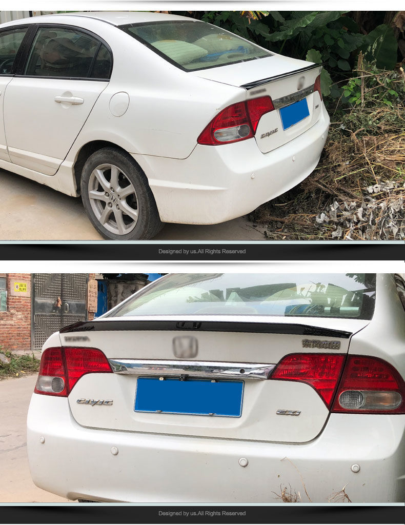 虎力斯刀锋适0611八代思域尾翼改装1215思铭尾翼定风翼碳纤纹毛坯