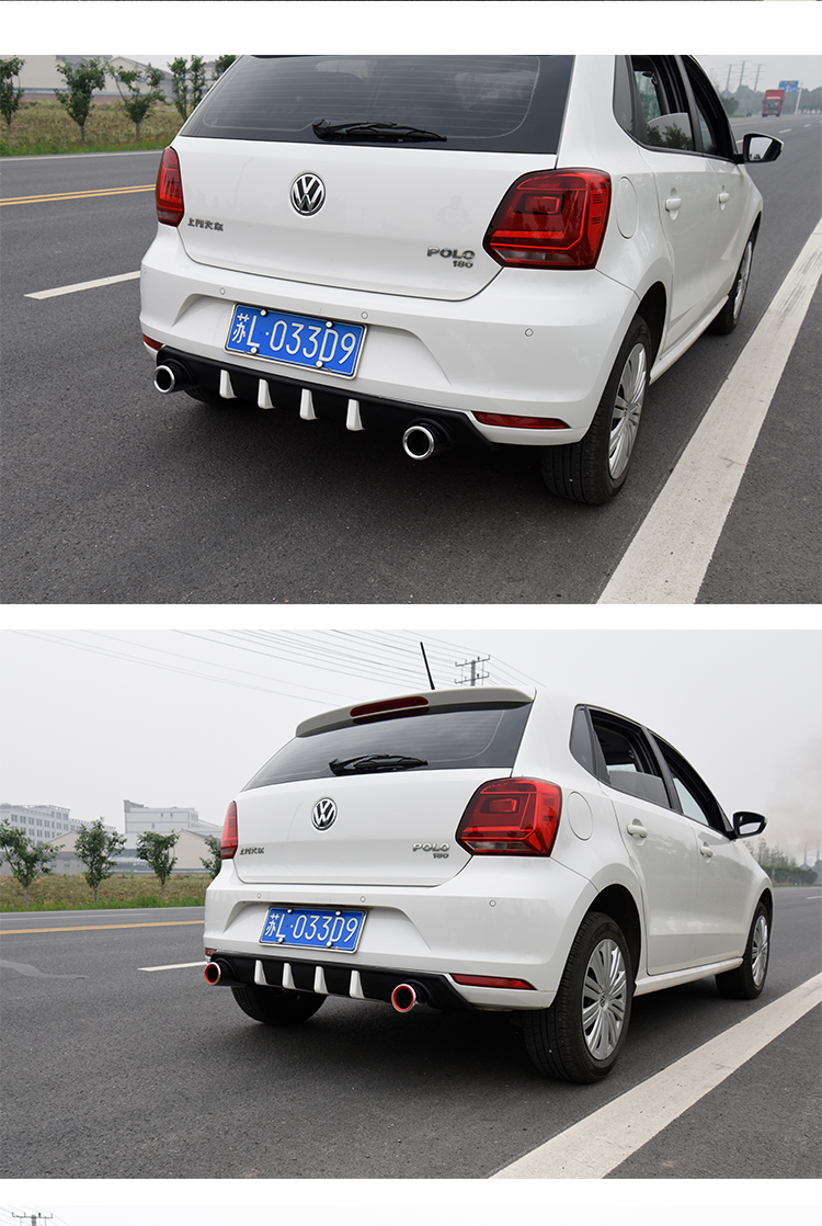 适用于大众polo改装大包围1118款polo后唇后杠后包围后扰流板双出排气
