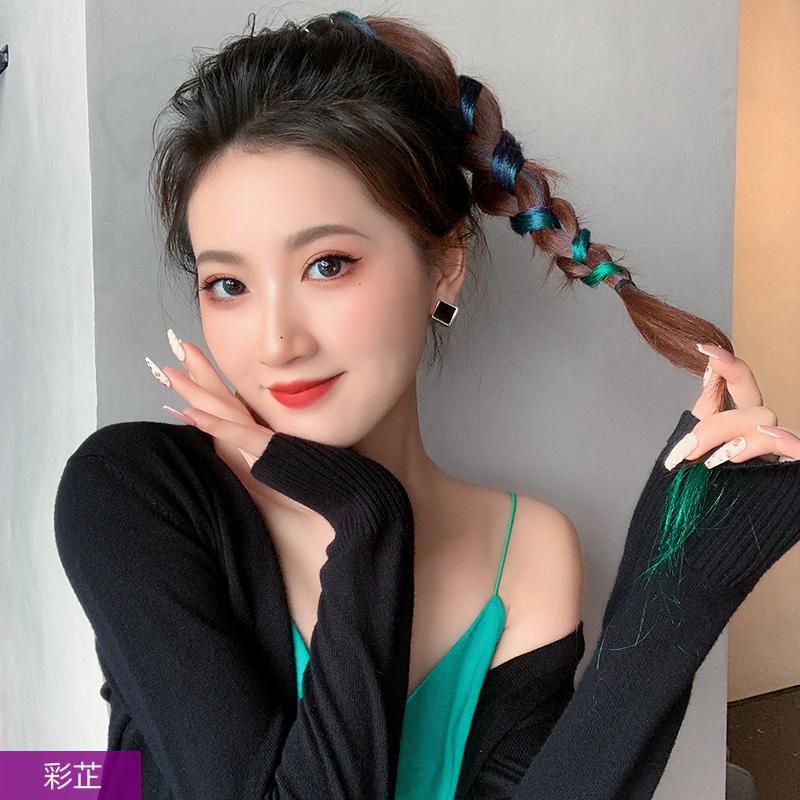 彩芷 发饰渐变飘带编发洋气染假发发夹编发发带嘻哈潮酷脏辫潮 绿色