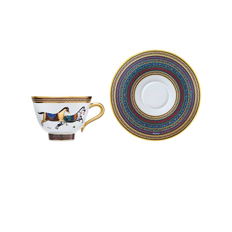 爱马仕hermes东方骏马茶杯与杯碟陶瓷咖啡杯230ml礼盒装预售圣诞节