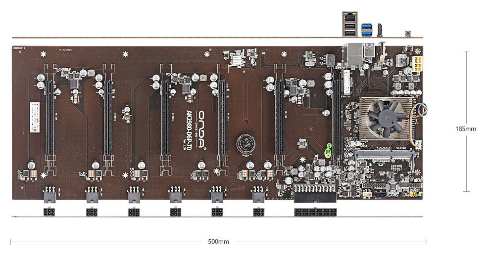 现货昂达 6卡8卡直插集成cpu主板 另有b250 d1800 65 70mm大间距 红色