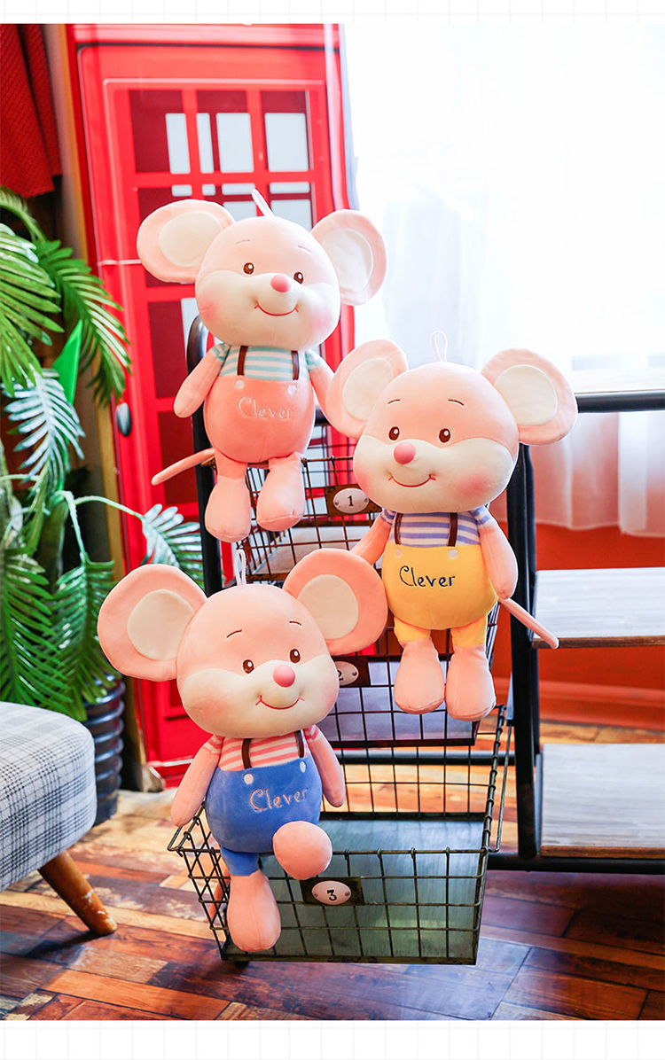吉祥物聪明鼠公仔毛绒玩具可爱小老鼠儿童玩偶娃娃机白鼠小范粉围巾约