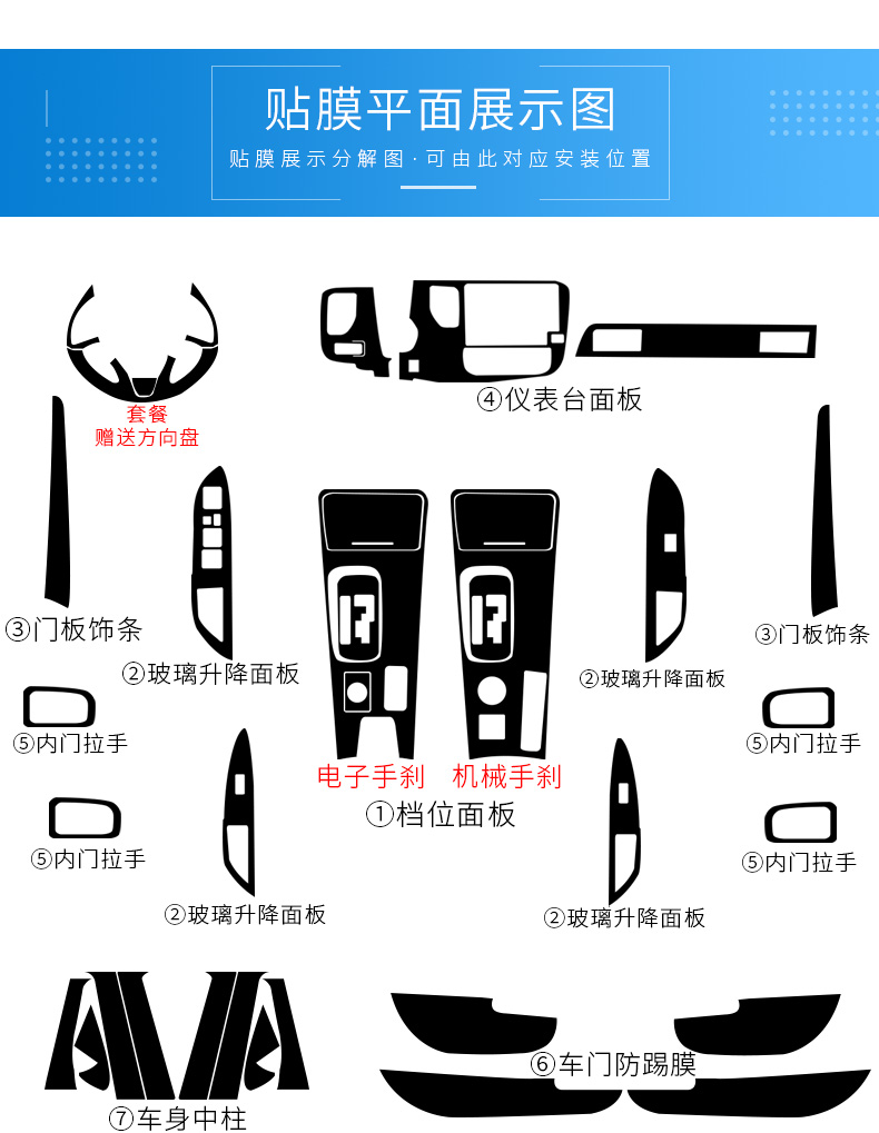 适用1721款三菱欧蓝德内饰贴膜中控排挡位改装饰纸配件汽车用品大全
