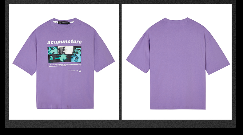 acupuncture男装夏季短袖t恤时尚系列宽松112s970194121深灰l