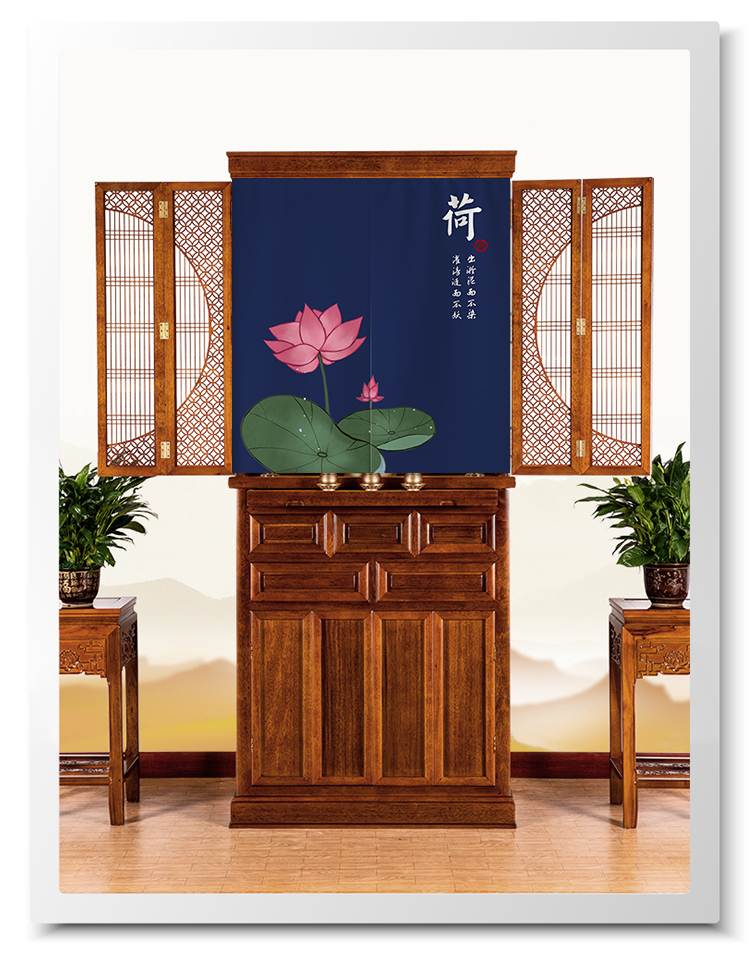 舞万花2022新款佛龛挡佛帘佛龛遮挡帘家用禅意中式菩萨门帘佛像佛柜子