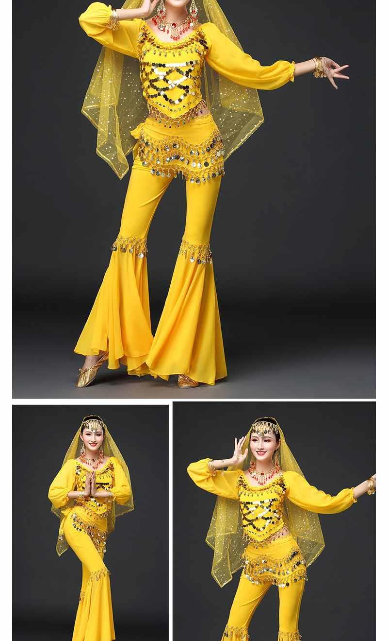 印度舞演出服舞蹈服装成人女肚皮舞新款套装仙女款人鱼裤抖音4件套大