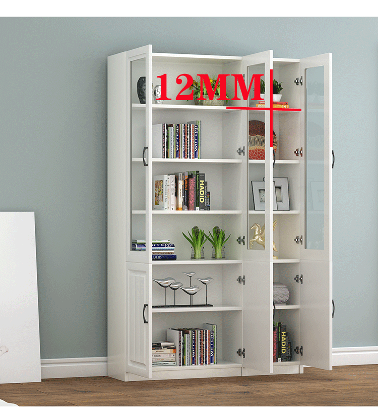 定做书柜架简约现代一体组合带玻璃门北欧储物经济型成人学生书橱80宽