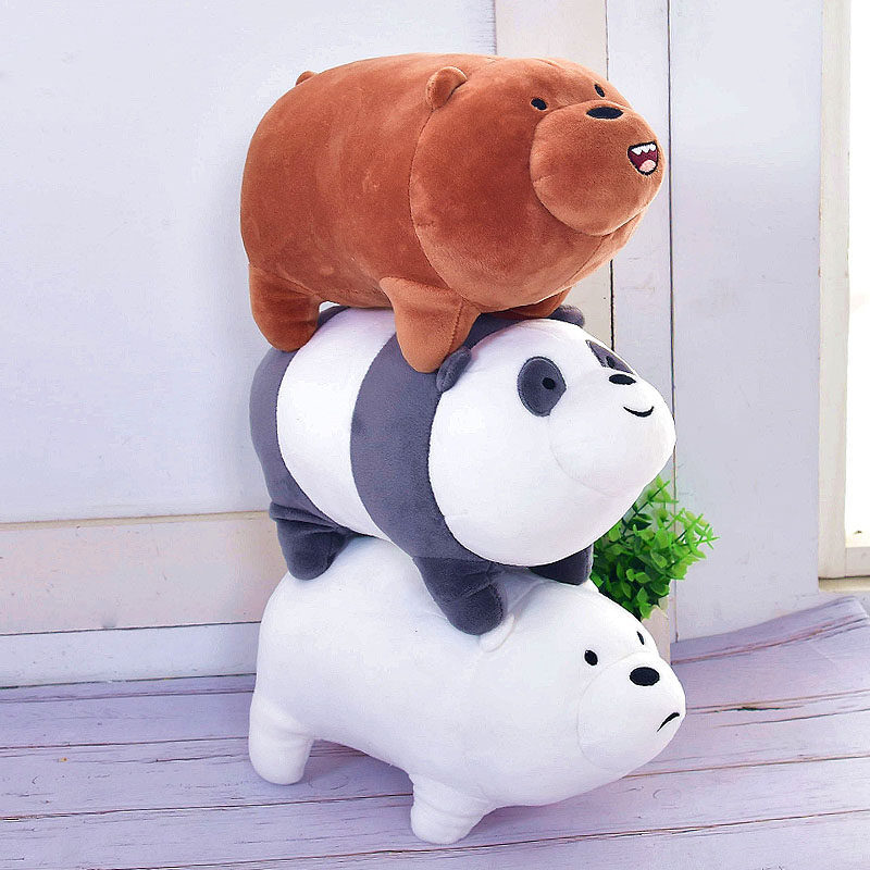 名创优品三只裸熊毛绒玩具棕熊抱枕miniso周边小礼物 bear白熊-站姿