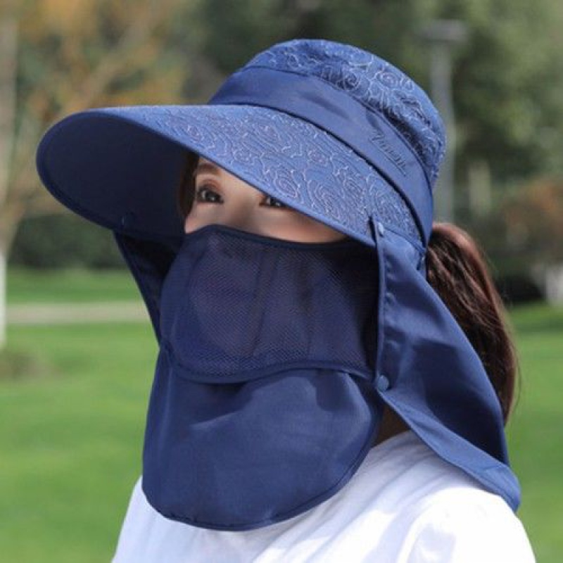 帽子户外面纱帽男女防紫外线脸纱帽钓鱼防晒帽防蚊网纱帽遮脸防蜂网帽