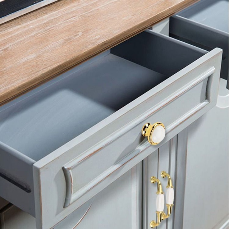 陶瓷拉手柜门现代简约欧式衣柜96厨门拉手橱柜明装单孔美式门把手