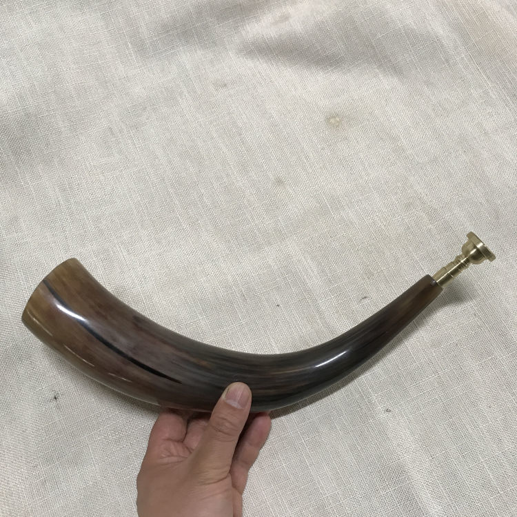 牦牛角号水牛角道教佛教法器带铜号嘴西藏白牦牛角号喇叭白牦牛角外弧