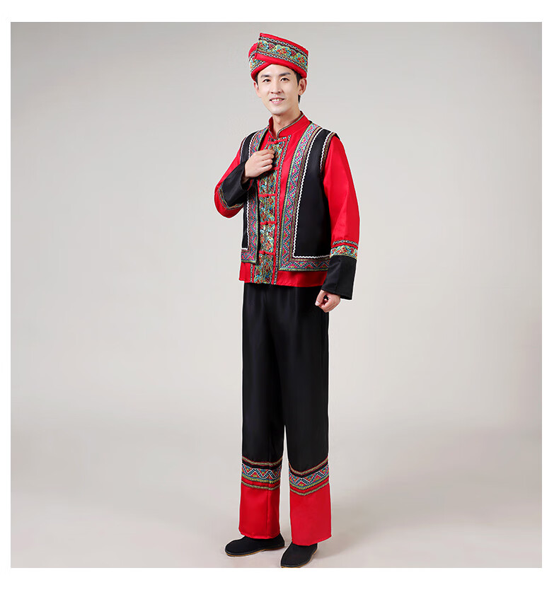 云南傣族舞蹈服装男成人艺考西双版纳少数民族男士壮族葫芦丝演出服