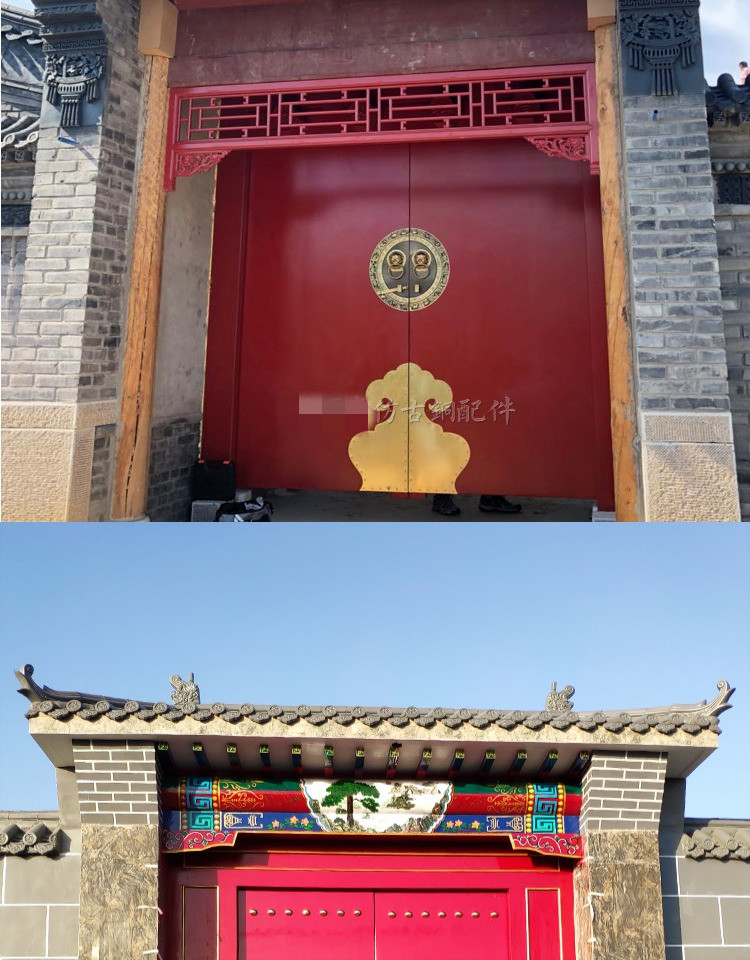 定制适用于仿古纯铜大门全铜拉手门环中式木门锁别墅门把手兽头虎头